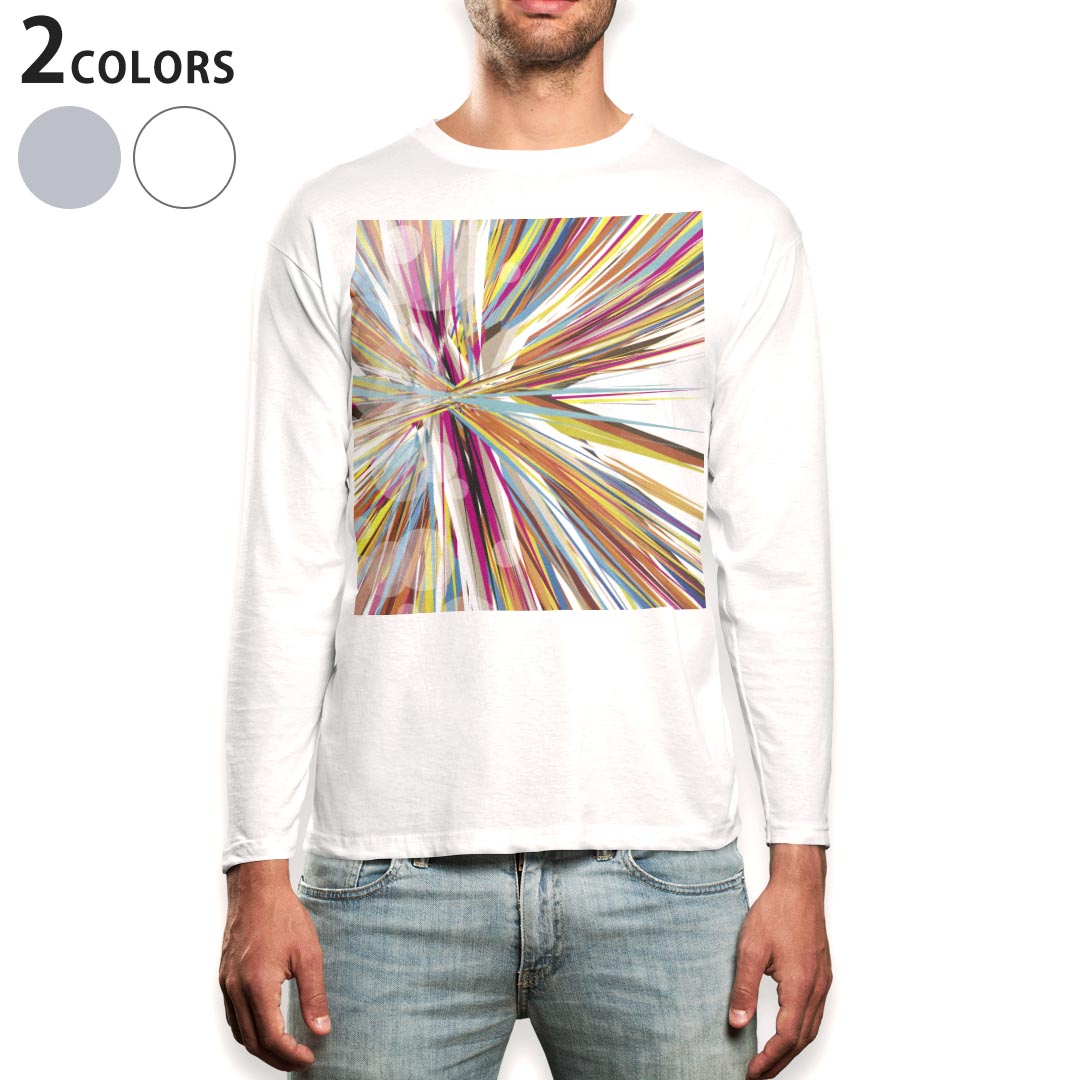 Other - ロング tシャツ メンズ 長袖 ホワイト グレー デザイン XS S M L XL 2XL Tシャツ ティーシャツ T shirt long sleeve 002130 カラフル　イラスト