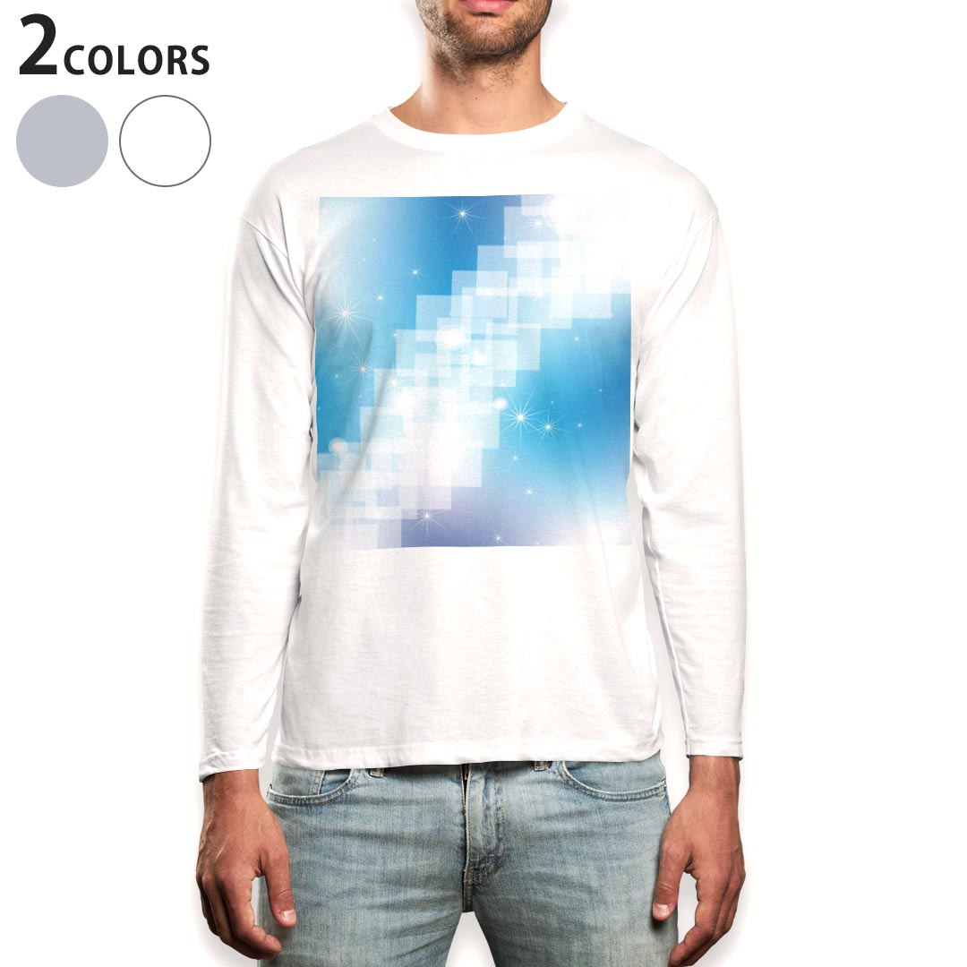 楽天kabeコレロング tシャツ メンズ 長袖 ホワイト グレー デザイン XS S M L XL 2XL Tシャツ ティーシャツ T shirt long sleeve 002135 青　キラキラ