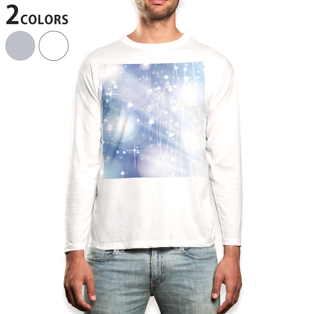 楽天kabeコレロング tシャツ メンズ 長袖 ホワイト グレー デザイン XS S M L XL 2XL Tシャツ ティーシャツ T shirt long sleeve 002190 模様　青　キラキラ