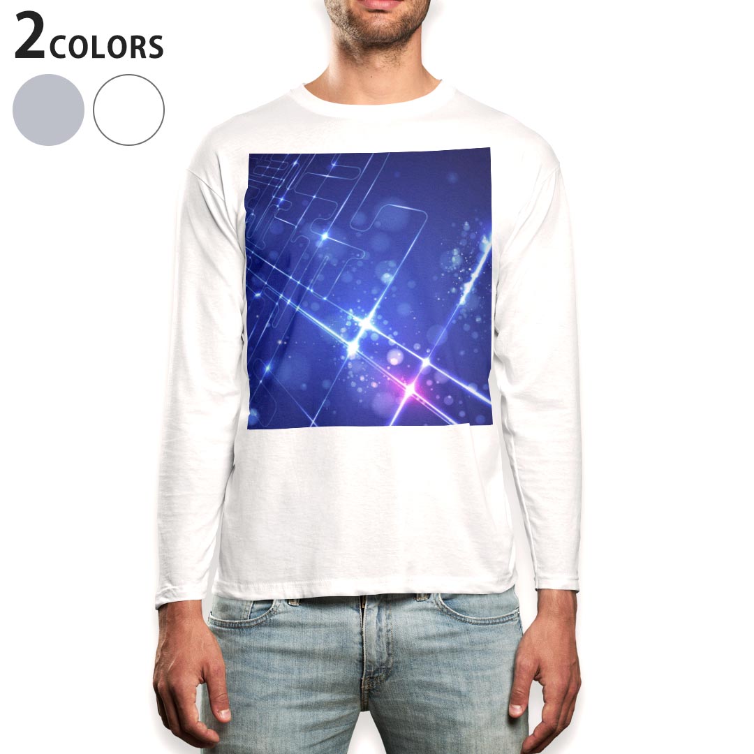 ロング tシャツ メンズ 長袖 ホワイト グレー デザイン XS S M L XL 2XL Tシャツ ティーシャツ T shirt long sleeve 002233 シンプル　青