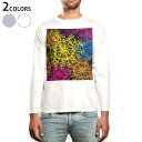 ロング tシャツ メンズ 長袖 ホワイト グレー デザイン XS S M L XL 2XL Tシャツ ティーシャツ T shirt long sleeve 002343 ペイント カラフル(4)