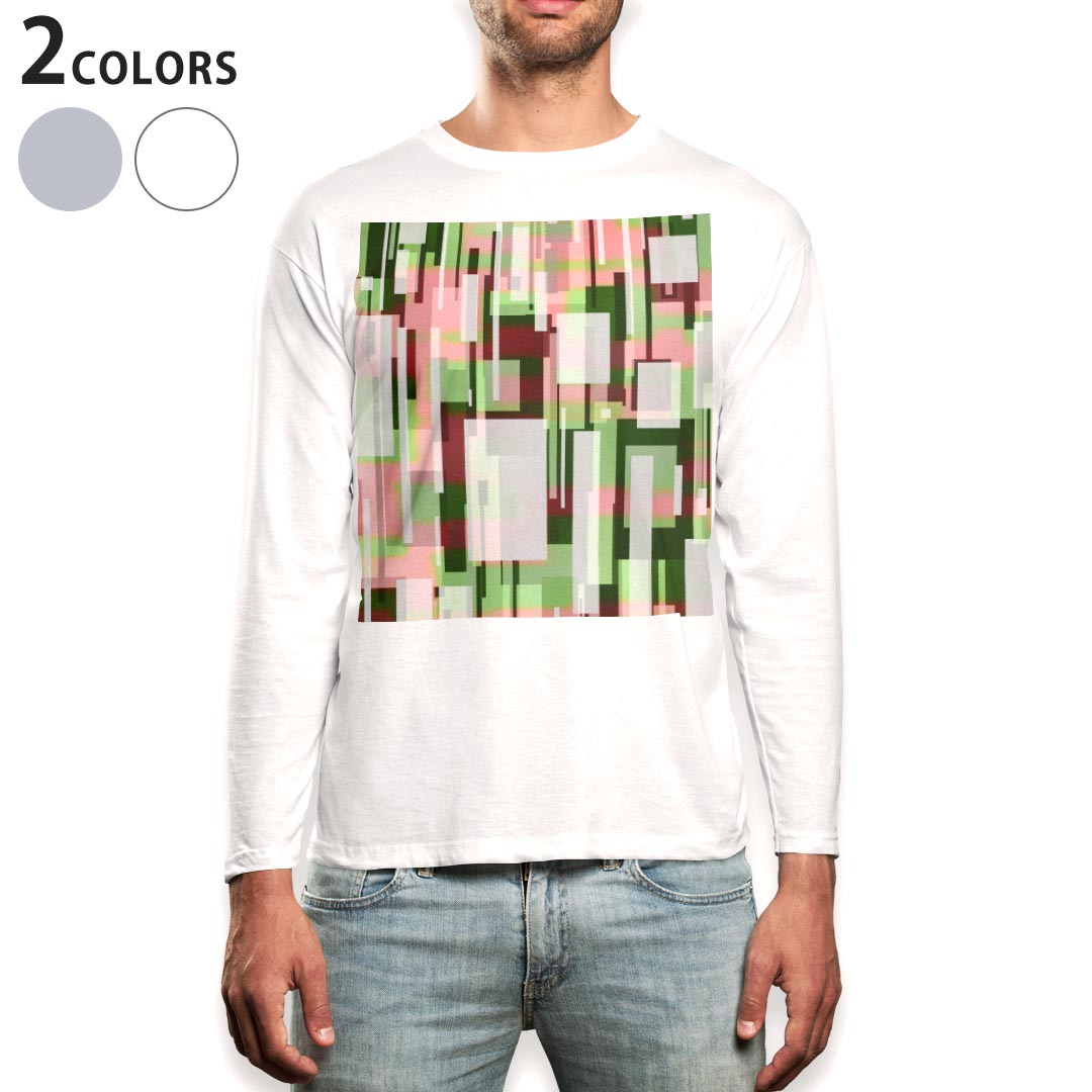 Other - ロング tシャツ メンズ 長袖 ホワイト グレー デザイン XS S M L XL 2XL Tシャツ ティーシャツ T shirt long sleeve 002561 模様　ピンク　緑