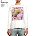 ロング tシャツ メンズ 長袖 ホワイト グレー デザイン XS S M L XL 2XL Tシャツ ティーシャツ T shirt long sleeve 002600 マカロン カラフル 写真