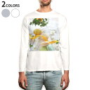 ロング tシャツ メンズ 長袖 ホワイト グレー デザイン XS S M L XL 2XL Tシャツ ティーシャツ T shirt long sleeve 002617 マカロン 花 黄色