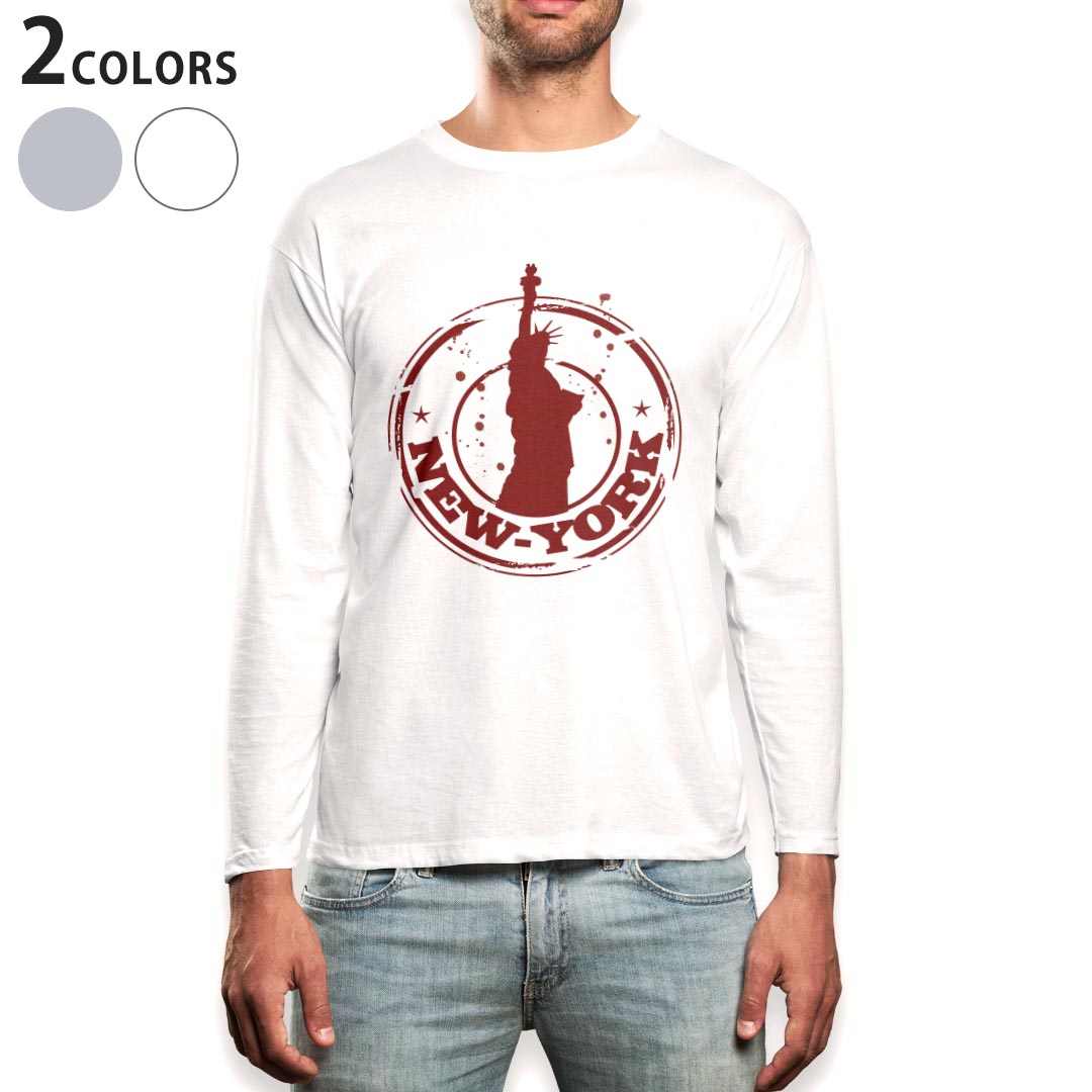 Rakuten - ロング tシャツ メンズ 長袖 ホワイト グレー デザイン XS S M L XL 2XL Tシャツ ティーシャツ T shirt long sleeve 002628 外国　イラスト　ブラウン