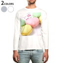 ロング tシャツ メンズ 長袖 ホワイト グレー デザイン XS S M L XL 2XL Tシャツ ティーシャツ T shirt long sleeve 002672 マカロン カラフル 写真