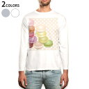ロング tシャツ メンズ 長袖 ホワイト グレー デザイン XS S M L XL 2XL Tシャツ ティーシャツ T shirt long sleeve 002679 マカロン 水玉 カラフル