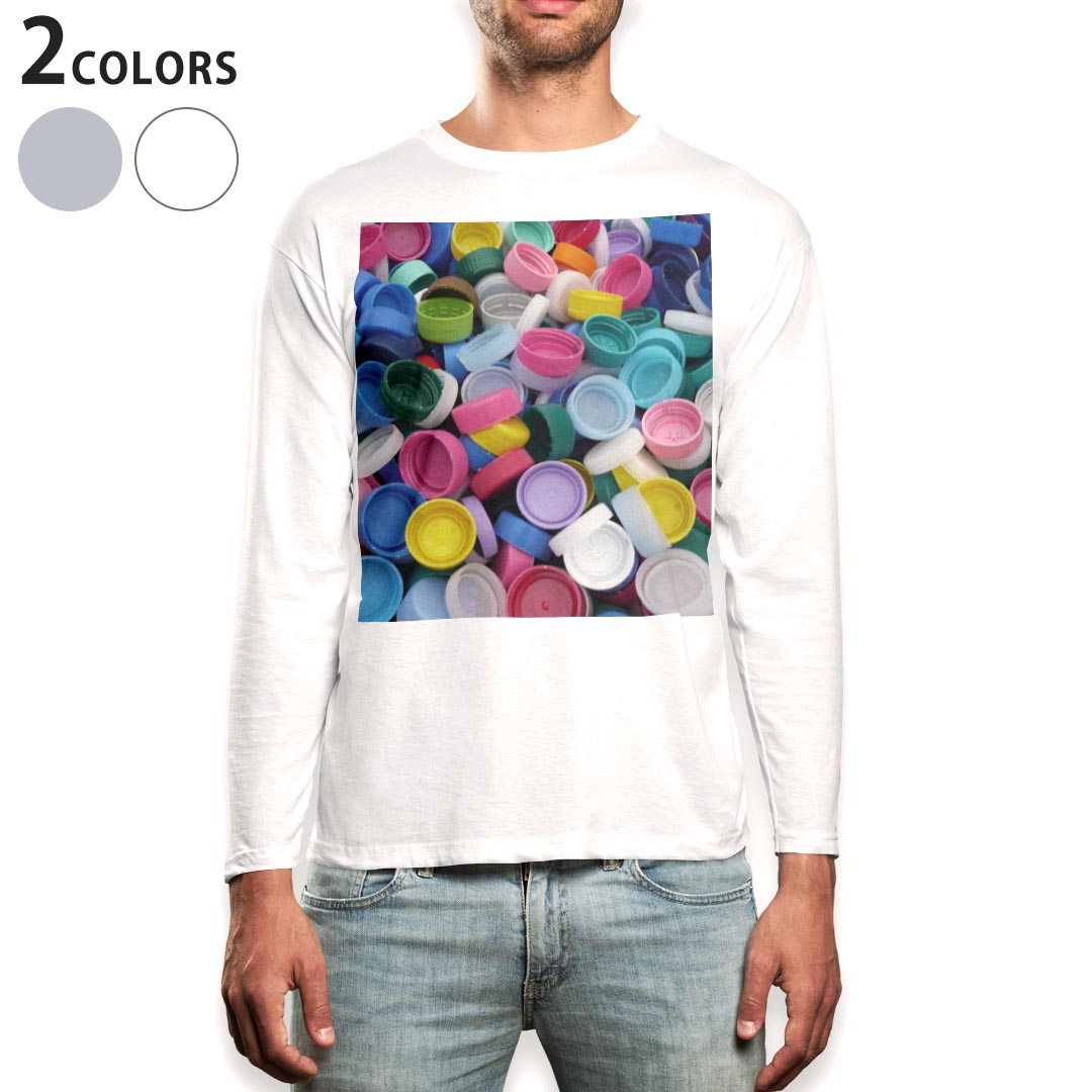 ロング tシャツ メンズ 長袖 ホワイト グレー デザイン XS S M L XL 2XL Tシャツ ティーシャツ T shirt long sleeve 002732 カラフル 写真