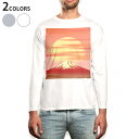 ロング tシャツ メンズ 長袖 ホワイト グレー デザイン XS S M L XL 2XL Tシャツ ティーシャツ T shirt long sleeve 002799 和風　和柄　山