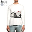 ロング tシャツ メンズ 長袖 ホワイト グレー デザイン XS S M L XL 2XL Tシャツ ティーシャツ T shirt long sleeve 002847 車　写真