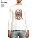 ロング tシャツ メンズ 長袖 ホワイト グレー デザイン XS S M L XL 2XL Tシャツ ティーシャツ T shirt long sleeve 002869 トランプ イラスト(4)