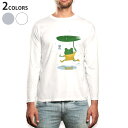 ロング tシャツ メンズ 長袖 ホワイト グレー デザイン XS S M L XL 2XL Tシャツ ティーシャツ T shirt long sleeve 002873 動物　イラスト　雨