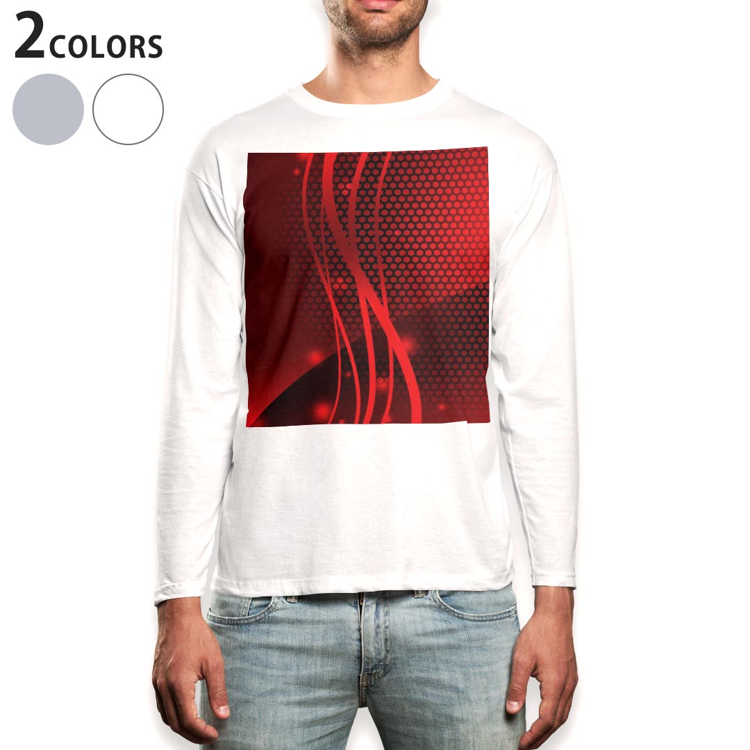 ロング tシャツ メンズ 長袖 ホワイト グレー デザイン XS S M L XL 2XL Tシャツ ティーシャツ T shirt long sleeve 002950 赤　シンプル