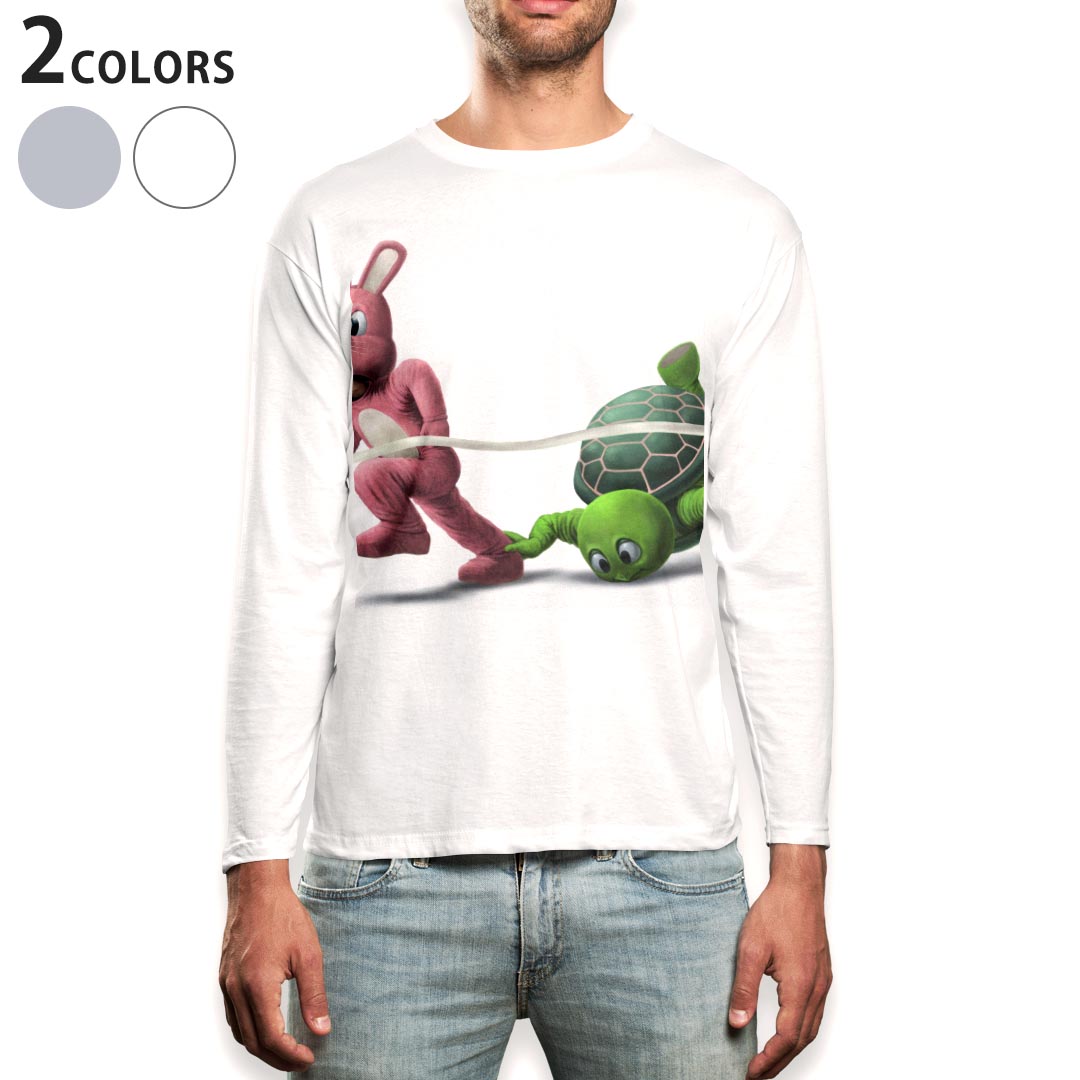 Other - ロング tシャツ メンズ 長袖 ホワイト グレー デザイン XS S M L XL 2XL Tシャツ ティーシャツ T shirt long sleeve 003166 動物　キャラクター　写真