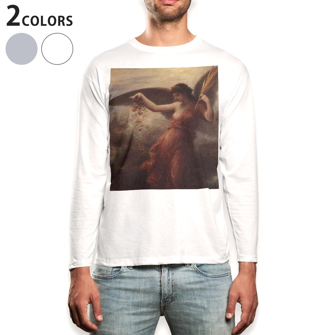 ロング tシャツ メンズ 長袖 ホワイト グレー デザイン XS S M L XL 2XL Tシャツ ティーシャツ T shirt long sleeve 003218 人物 絵画 イラスト