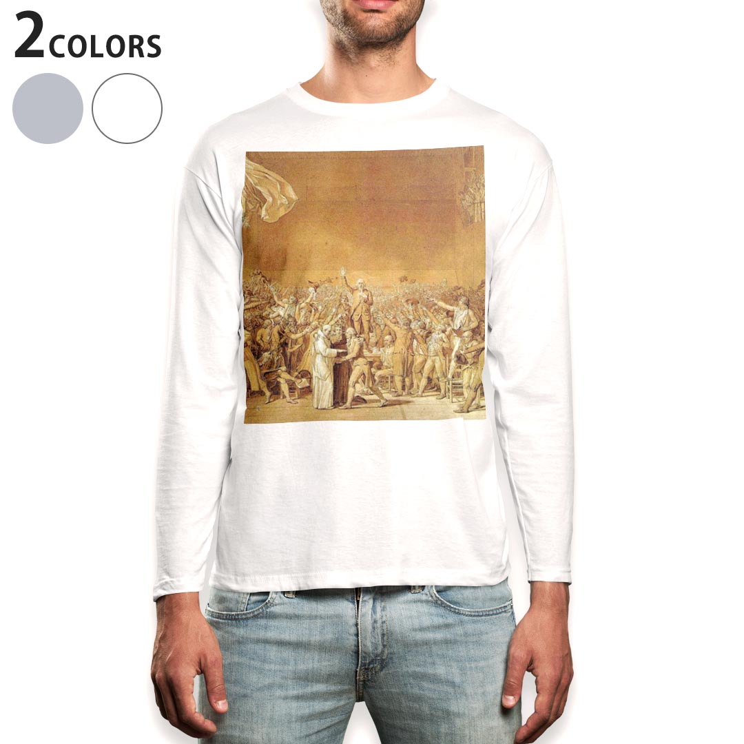 长袖 - ロング tシャツ メンズ 長袖 ホワイト グレー デザイン XS S M L XL 2XL Tシャツ ティーシャツ T shirt long sleeve 003251 外国　絵画　イラスト