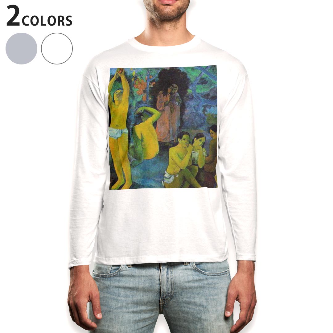 ロング tシャツ メンズ 長袖 ホワイト グレー デザイン XS S M L XL 2XL Tシャツ ティーシャツ T shirt long sleeve 003255 人物　絵画　イラスト(4.0)