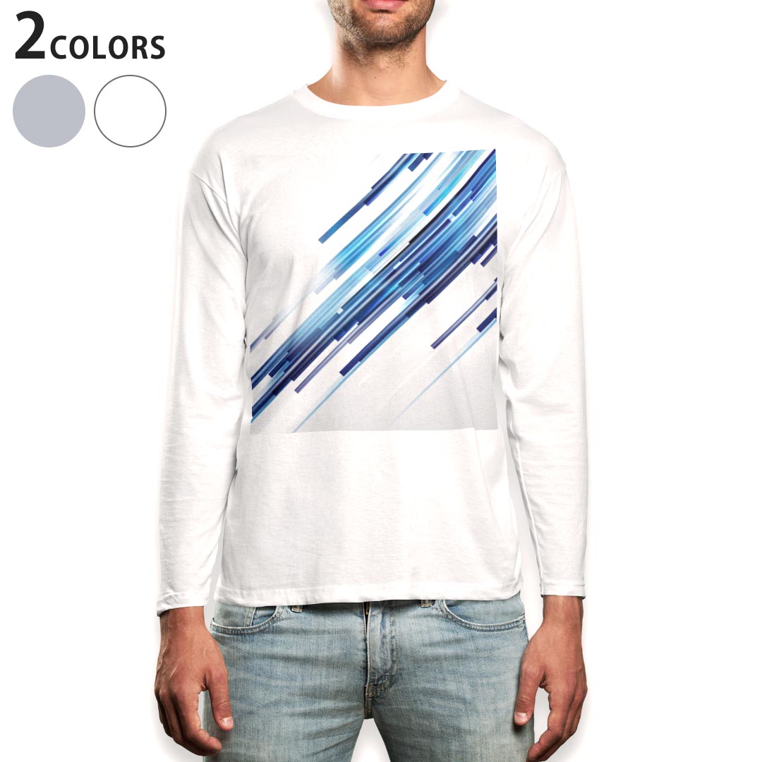 ロング tシャツ メンズ 長袖 ホワイト グレー デザイン XS S M L XL 2XL Tシャツ ティーシャツ T shirt long sleeve 003326 シンプル 青 白
