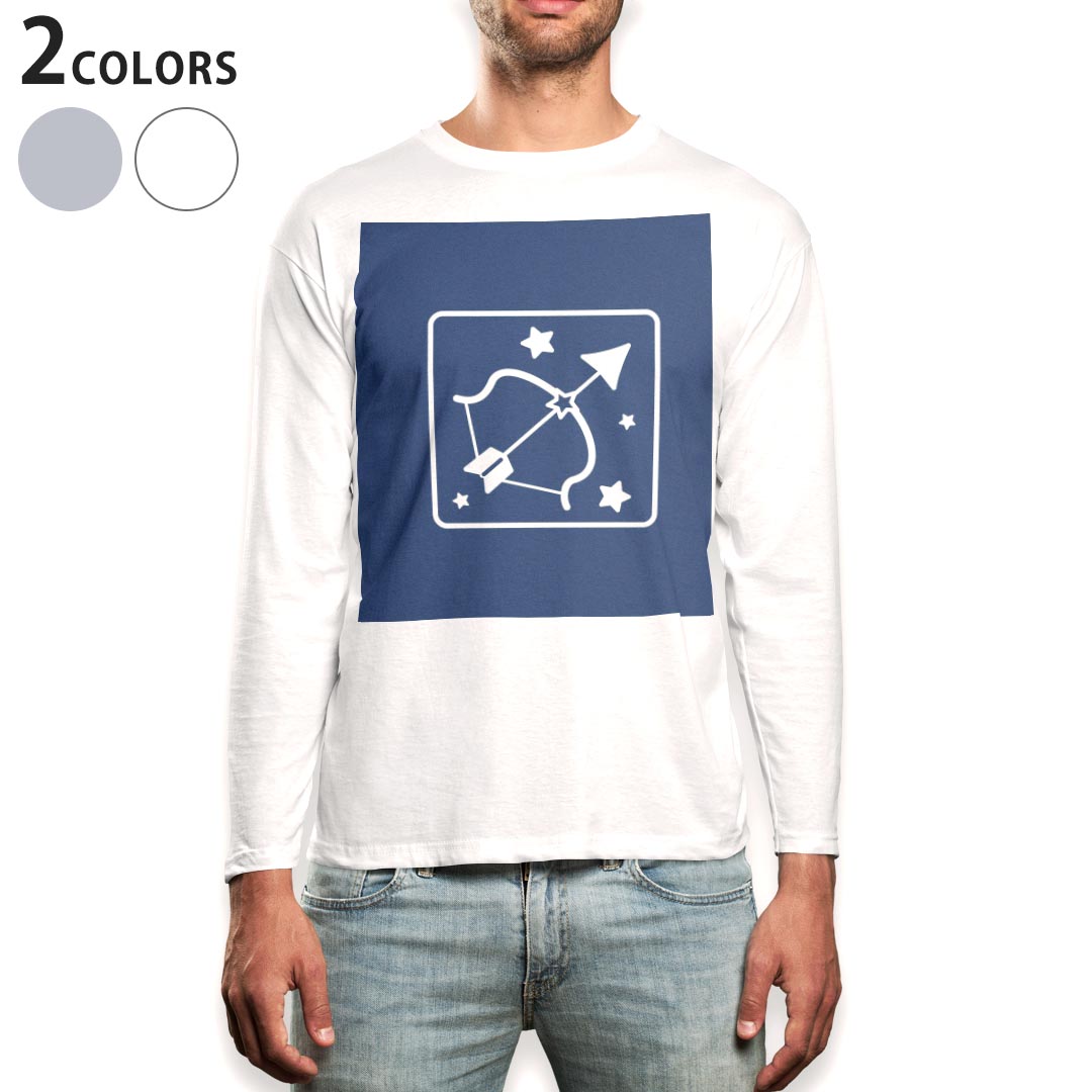 Long-Sleeved - ロング tシャツ メンズ 長袖 ホワイト グレー デザイン XS S M L XL 2XL Tシャツ ティーシャツ T shirt long sleeve 003359 星座　イラスト　キャラクター