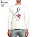 ロング tシャツ メンズ 長袖 ホワイト グレー デザイン XS S M L XL 2XL Tシャツ ティーシャツ T shirt long sleeve 003383 音楽 音符 ハート