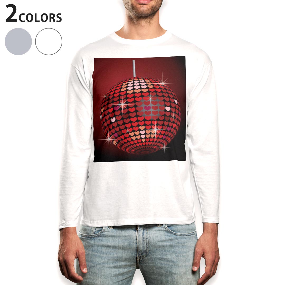 ロング tシャツ メンズ 長袖 ホワイト グレー デザイン XS S M L XL 2XL Tシャツ ティーシャツ T shirt long sleeve 003390 ハート パーティー 赤