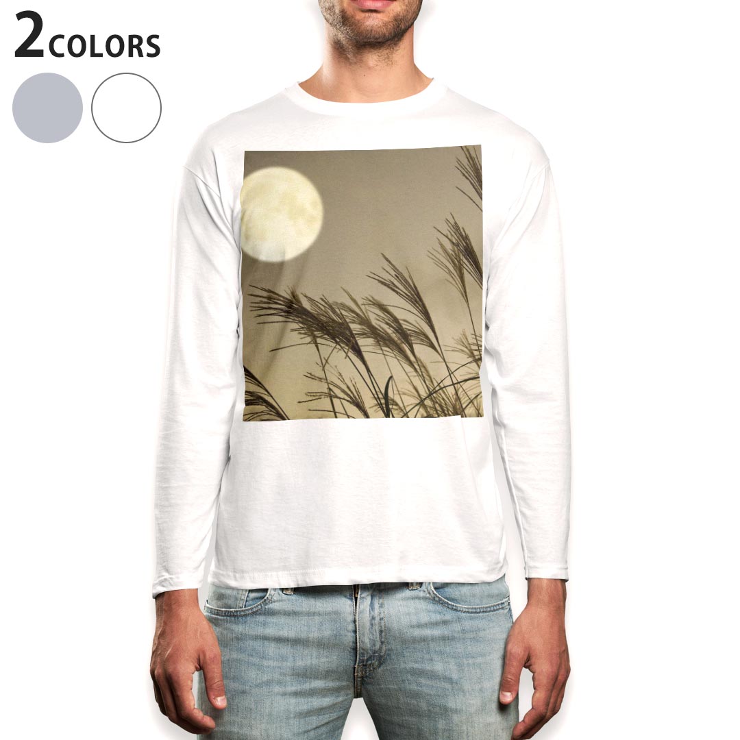 ロング tシャツ メンズ 長袖 ホワイト グレー デザイン XS S M L XL 2XL Tシャツ ティーシャツ T shirt long sleeve 003409 写真 景色 風景