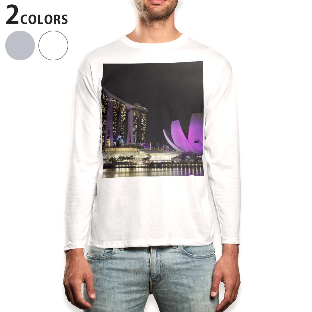 ロング tシャツ メンズ 長袖 ホワイト グレー デザイン XS S M L XL 2XL Tシャツ ティーシャツ T shirt..