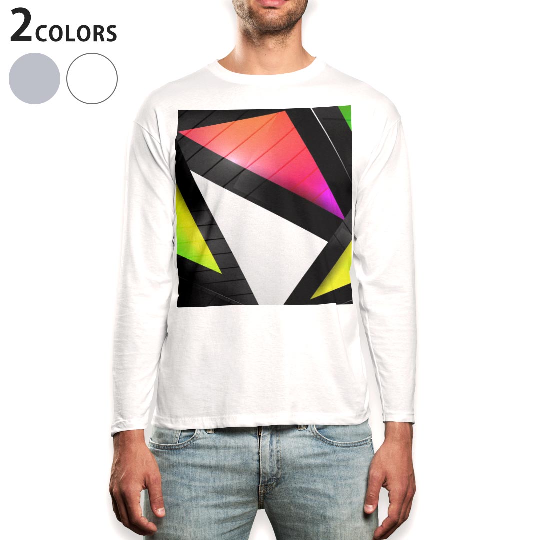 ロング tシャツ メンズ 長袖 ホワイト グレー デザイン XS S M L XL 2XL Tシャツ ティーシャツ T shirt long sleeve 003531 シンプル カラフル 模様
