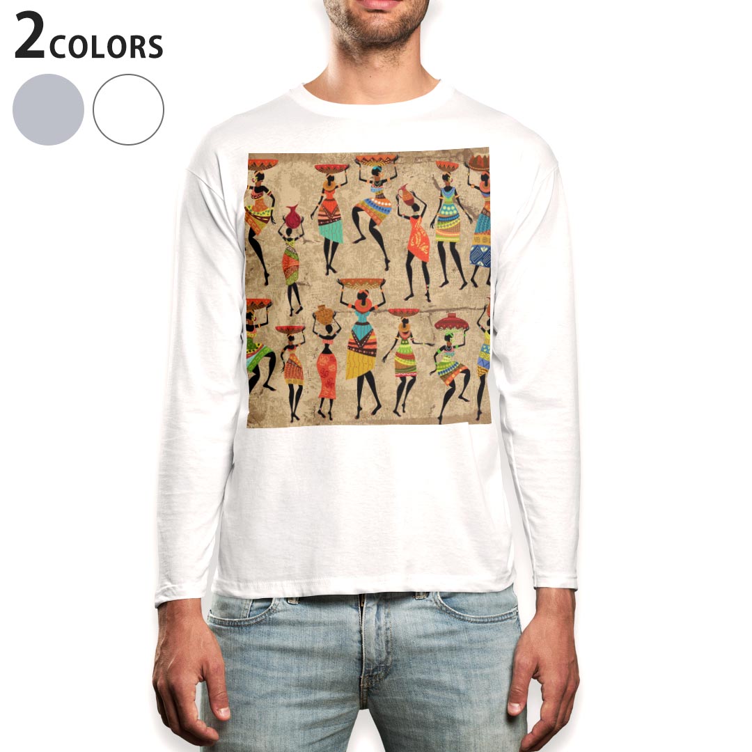 ロング tシャツ メンズ 長袖 ホワイト グレー デザイン XS S M L XL 2XL Tシャツ ティーシャツ T shirt long sleeve 003553 イラスト　キャラクター　カラフル