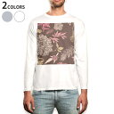 ロング tシャツ メンズ 長袖 ホワイト グレー デザイン XS S M L XL 2XL Tシャツ ティーシャツ T shirt long sleeve 003800 花 フラワー ブラウン(4)