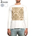 ロング tシャツ メンズ 長袖 ホワイト グレー デザイン XS S M L XL 2XL Tシャツ ティーシャツ T shirt long sleeve 003979 模様 エレガント ゴールド(4)