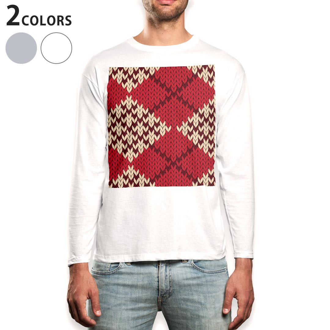 ロング tシャツ メンズ 長袖 ホワイト グレー デザイン XS S M L XL 2XL Tシャツ ティーシャツ T shirt long sleeve 004190 チェック 赤 模様