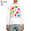 ロング tシャツ メンズ 長袖 ホワイト グレー デザイン XS S M L XL 2XL Tシャツ ティーシャツ T shirt long sleeve 004354 クリスマス カラフル イラスト