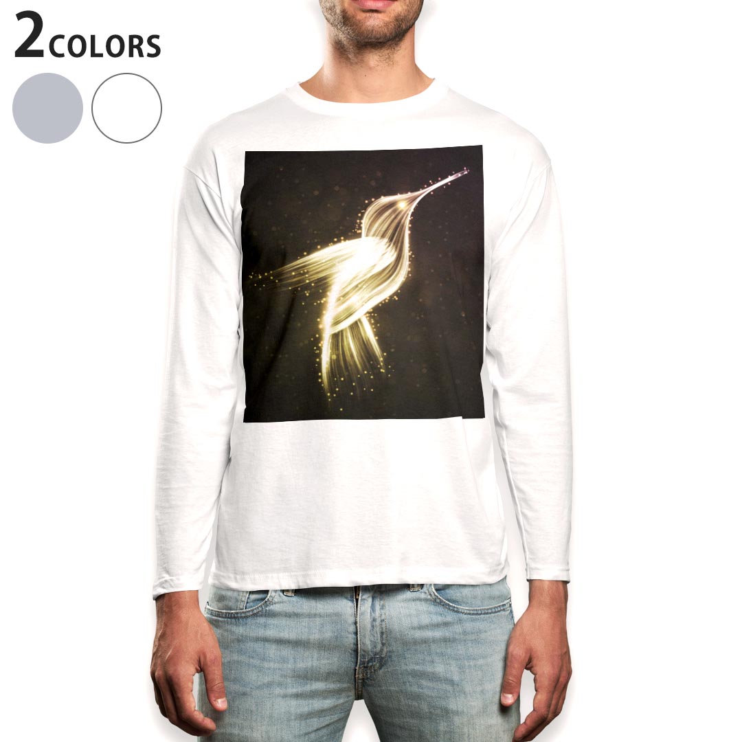 Zip Up - ロング tシャツ メンズ 長袖 ホワイト グレー デザイン XS S M L XL 2XL Tシャツ ティーシャツ T shirt long sleeve 004513 鳥　金　ゴールド　シンプル