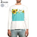 ロング tシャツ メンズ 長袖 ホワイト グレー デザイン XS S M L XL 2XL Tシャツ ティーシャツ T shirt long sleeve 004657 ひまわり 花 チェック