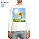 ロング tシャツ メンズ 長袖 ホワイト グレー デザイン XS S M L XL 2XL Tシャツ ティーシャツ T shirt long sleeve 005089 ひまわり 写真 太陽
