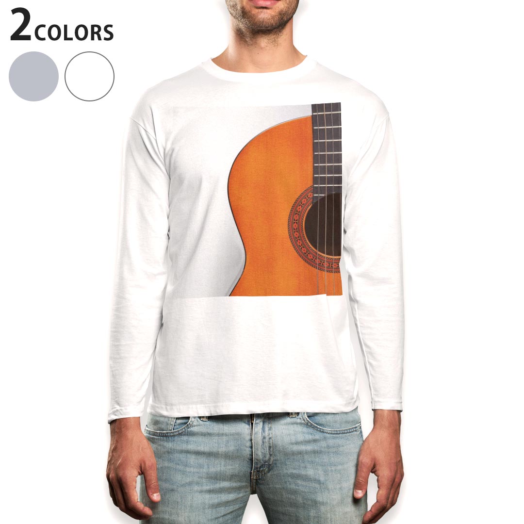 Other - ロング tシャツ メンズ 長袖 ホワイト グレー デザイン XS S M L XL 2XL Tシャツ ティーシャツ T shirt long sleeve 005263 ギター　楽器　シンプル