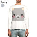 ロング tシャツ メンズ 長袖 ホワイト グレー デザイン XS S M L XL 2XL Tシャツ ティーシャツ T shirt long sleeve 005572 動物 イラスト ねずみ