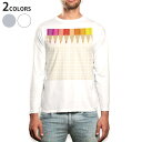 ロング tシャツ メンズ 長袖 ホワイト グレー デザイン XS S M L XL 2XL Tシャツ ティーシャツ T shirt long sleeve 005588 色鉛筆　カラフル