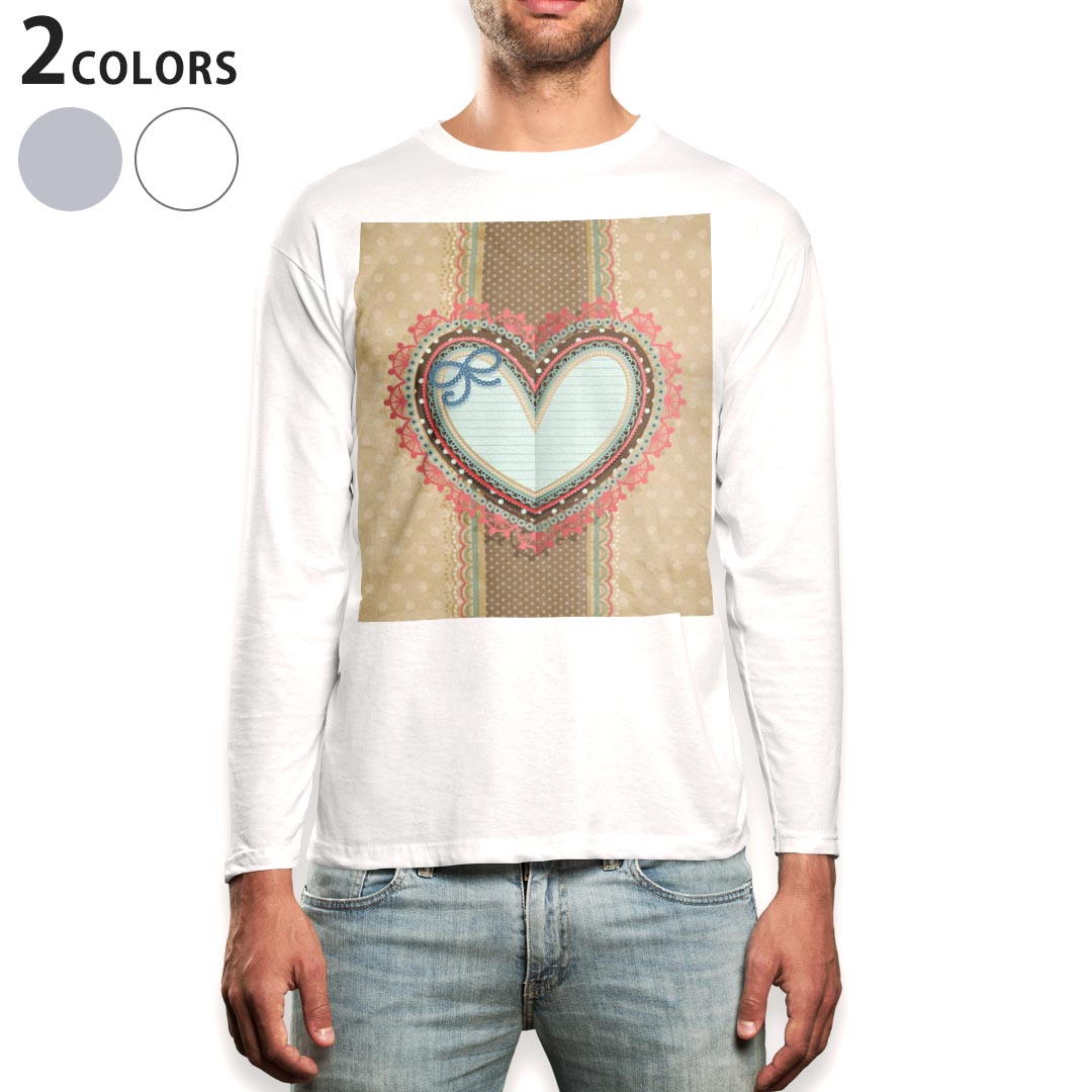 ロング tシャツ メンズ 長袖 ホワイト グレー デザイン XS S M L XL 2XL Tシャツ ティーシャツ T shirt long sleeve 005638 レース ハート