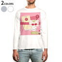 ロング tシャツ メンズ 長袖 ホワイト グレー デザイン XS S M L XL 2XL Tシャツ ティーシャツ T shirt long sleeve 005884 イラスト さくらんぼ ピンク