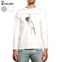 ロング tシャツ メンズ 長袖 ホワイト グレー デザイン XS S M L XL 2XL Tシャツ ティーシャツ T shirt long sleeve 005911 写真 動物 ねずみ
