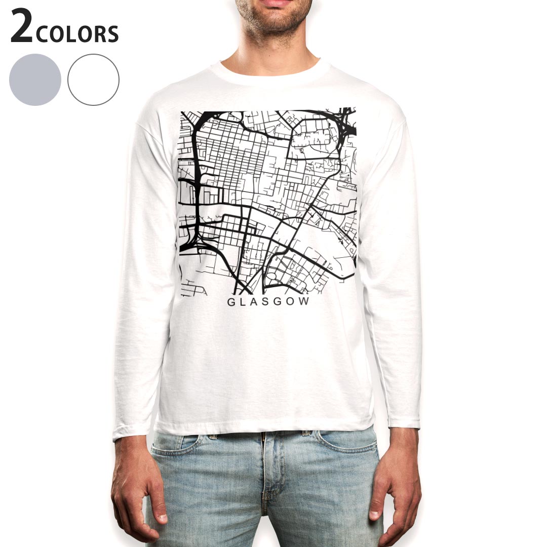 ロング tシャツ メンズ 長袖 ホワイト グレー デザイン XS S M L XL 2XL Tシャツ ティーシャツ T shirt long sleeve 050133