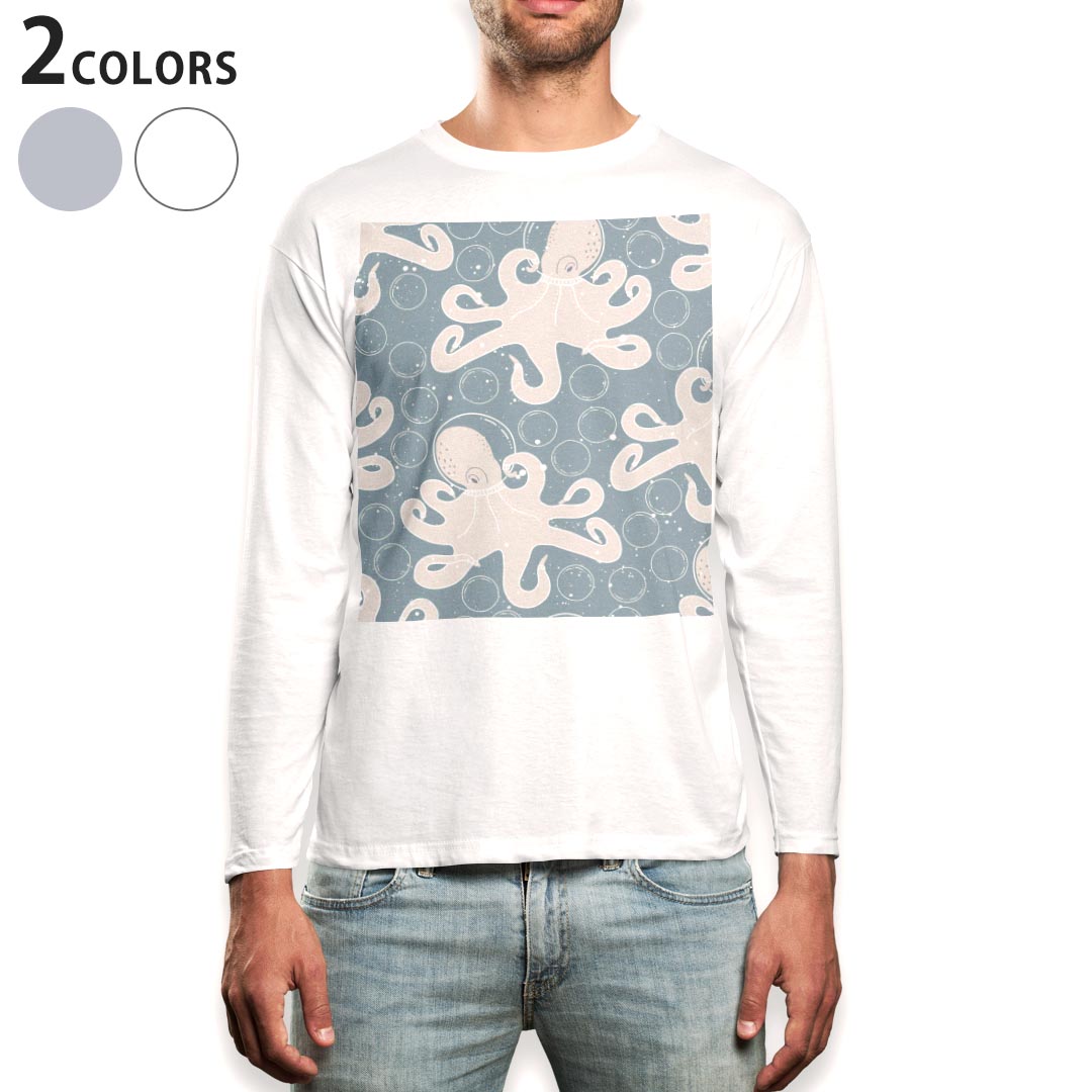 ロング tシャツ メンズ 長袖 ホワイト グレー デザイン XS S M L XL 2XL Tシャツ ティーシャツ T shirt long sleeve 050554(4.0)