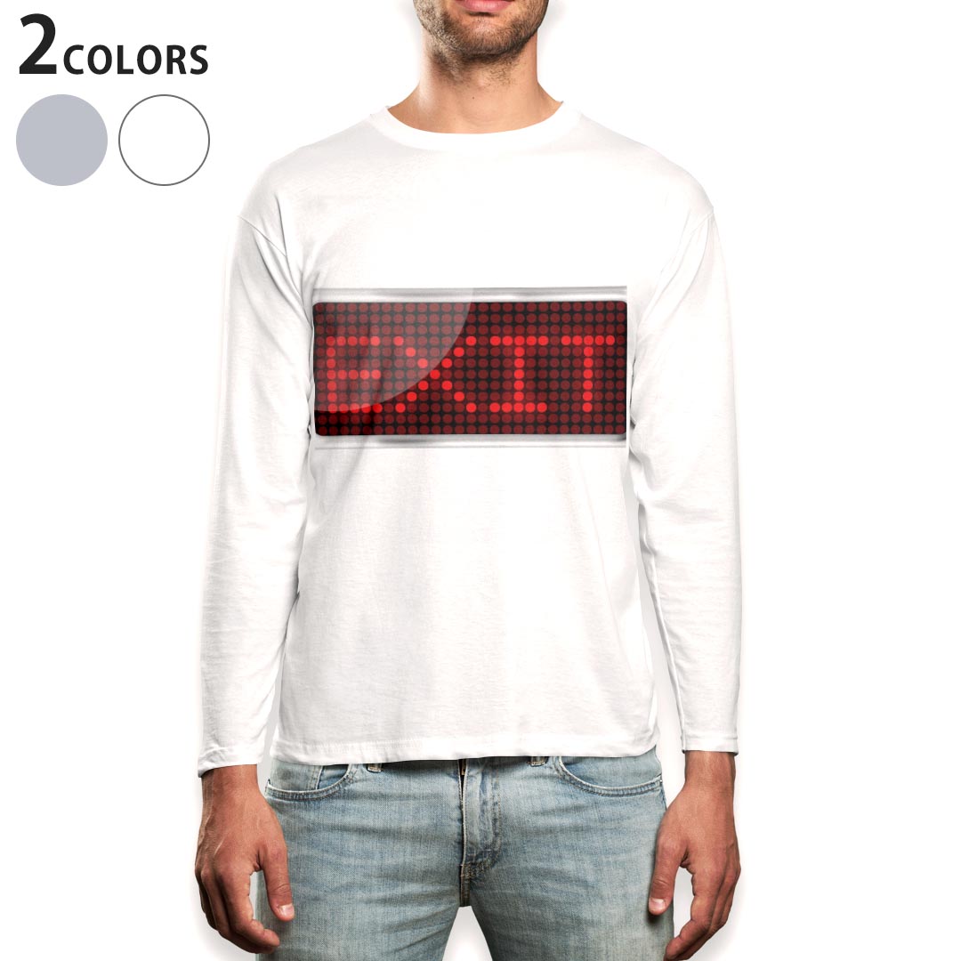 Short Sleeves - ロング tシャツ メンズ 長袖 ホワイト グレー デザイン XS S M L XL 2XL Tシャツ ティーシャツ T shirt long sleeve 006123 デジタル　英語　赤