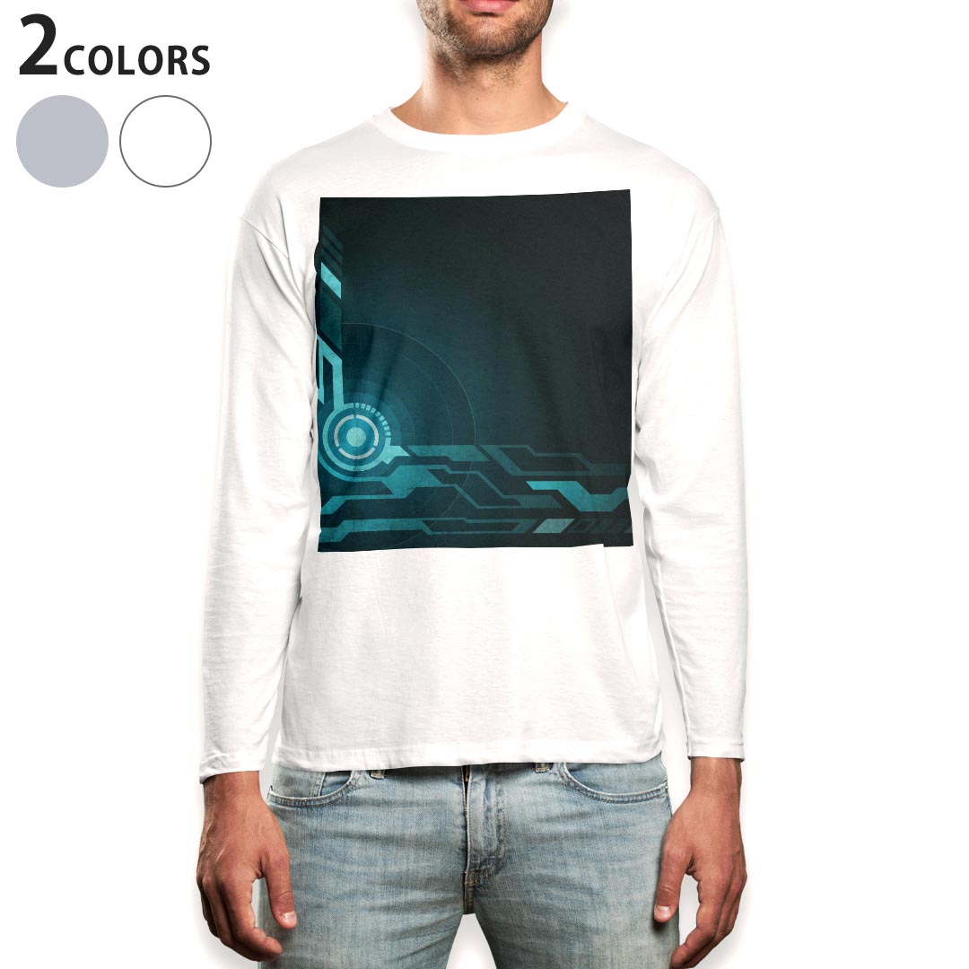 ロング tシャツ メンズ 長袖 ホワイト グレー デザイン XS S M L XL 2XL Tシャツ ティーシャツ T shirt long sleeve 006522 青 ブルー