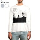 ロング tシャツ メンズ 長袖 ホワイト グレー デザイン XS S M L XL 2XL Tシャツ ティーシャツ T shirt long sleeve 006527 自転車 人物