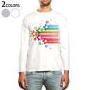 ロング tシャツ メンズ 長袖 ホワイト グレー デザイン XS S M L XL 2XL Tシャツ ティーシャツ T shirt long sleeve 006577 カラフル 星(4)