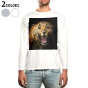 ロング tシャツ メンズ 長袖 ホワイト グレー デザイン XS S M L XL 2XL Tシャツ ティーシャツ T shirt long sleeve 006723 写真 ヒョウ 動物(4)