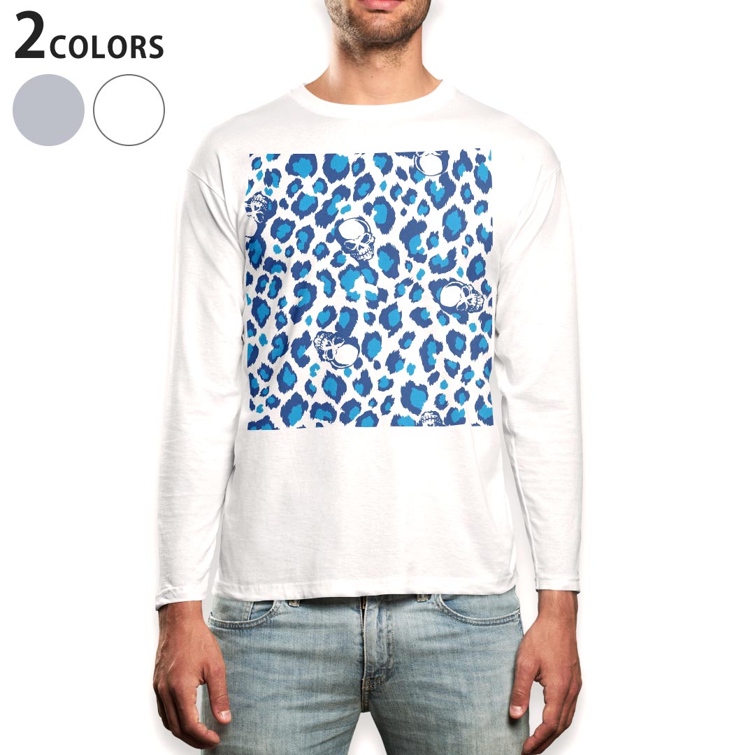 T-Shirts - ロング tシャツ メンズ 長袖 ホワイト グレー デザイン XS S M L XL 2XL Tシャツ ティーシャツ T shirt long sleeve 006812 ドクロ　骸骨　模様